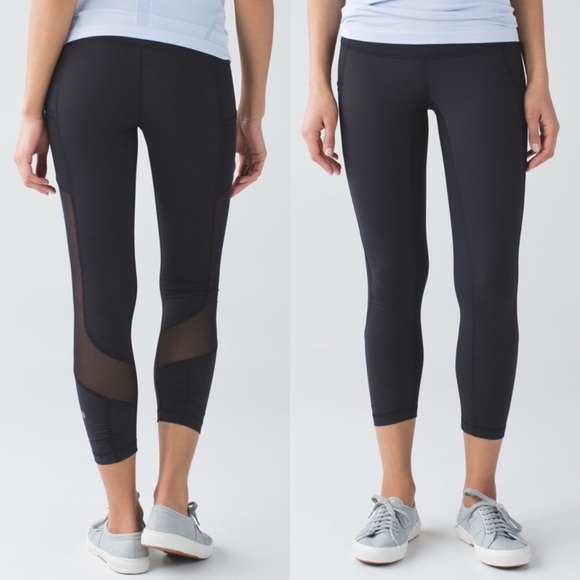 RARE Lululemon Seek The Heat Crop Sz 6 In Black - Picture 2 of 9